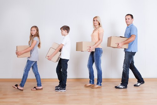 Removal van and moving equipment ready for a Kensington property move